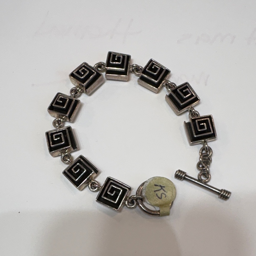Solid sterling Silver geometric  link Bracelet
